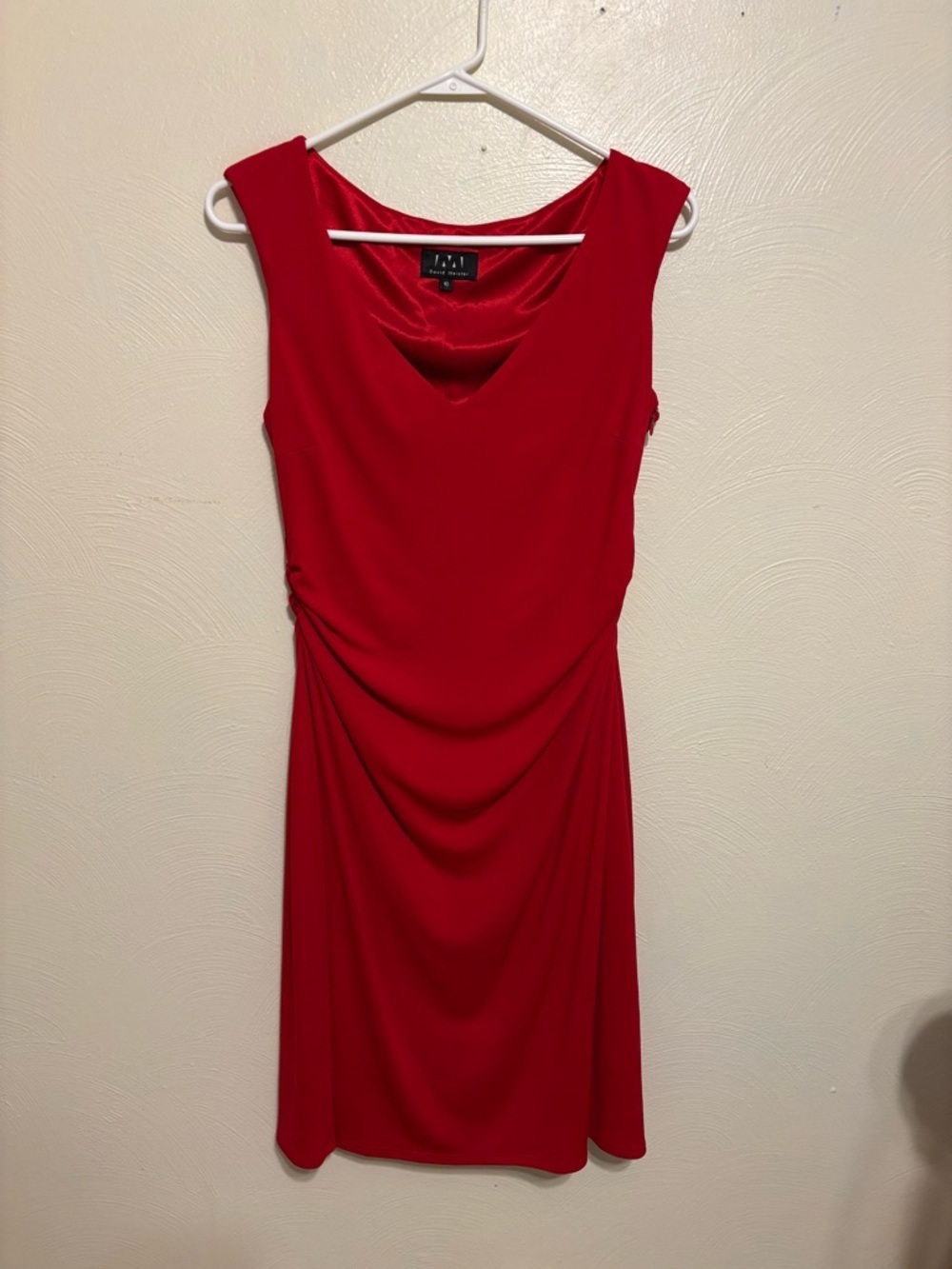 David Meister Red Ruched Sheath Dress Size 10 Cocktail Party